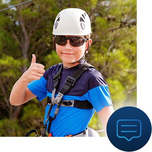 Chat bubble message icon that represents transparent Pay per Click advertising for tour guides and adventure service providers like zip lines.